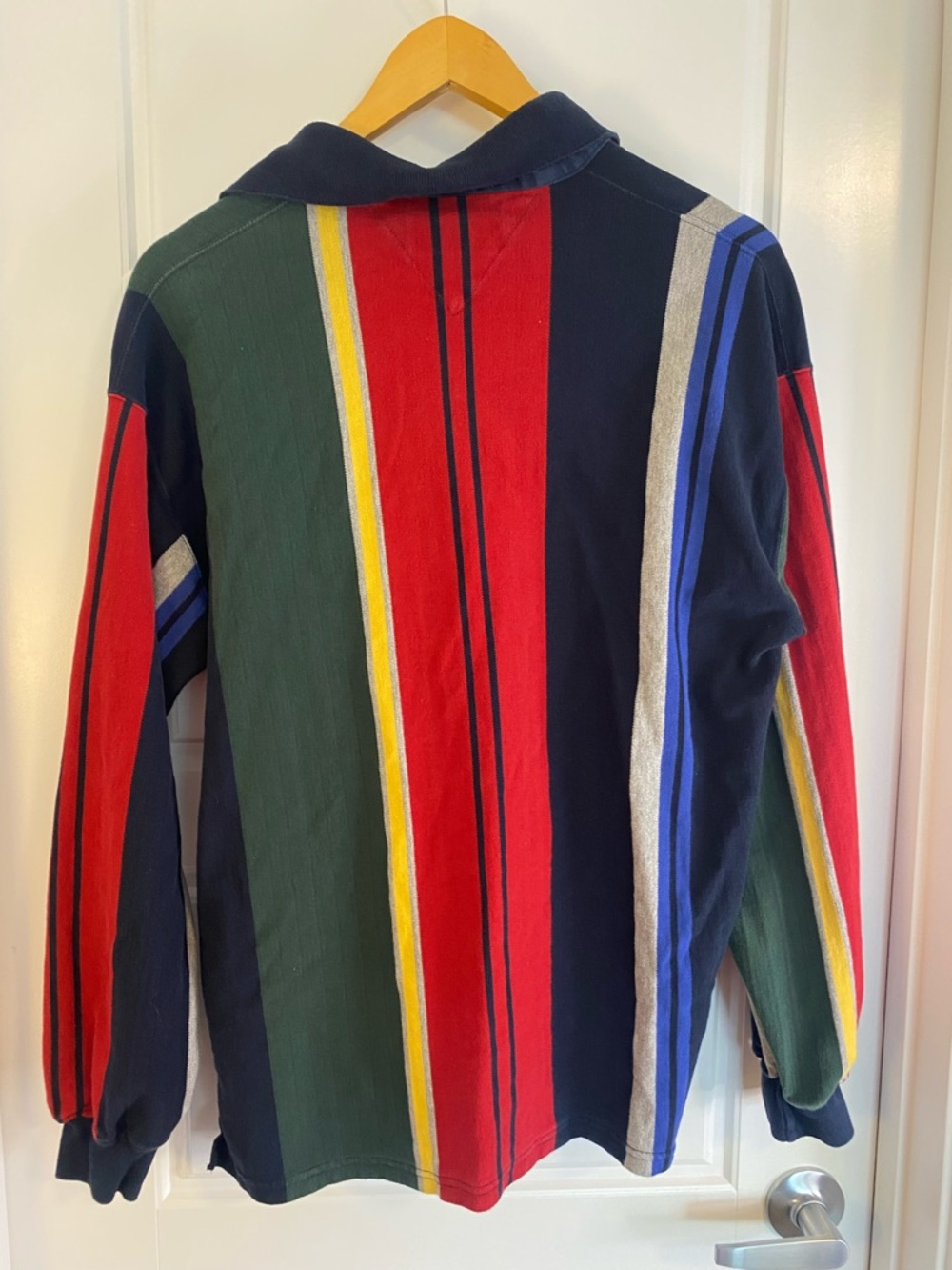 Vintage 90s Colorblock Stripes Rugby Shirt Higher State Adventure Size L Retro - Picture 6 of 8